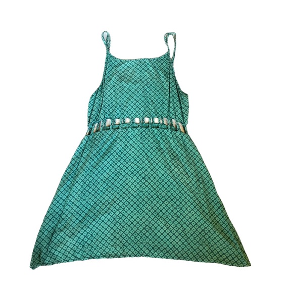 Manaola Hawaii Teal Cut Out Summer Dress Watermark Piko Print Size Small - Picture 6 of 16
